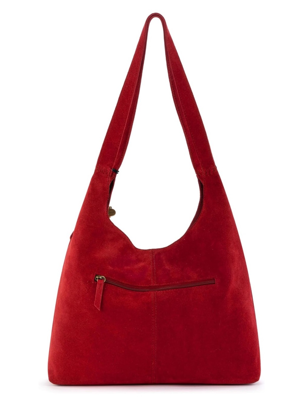 The Sak Red Suede Shoulder Bag with Brown and Black Tassel Charm - New - Picture 4 of 4